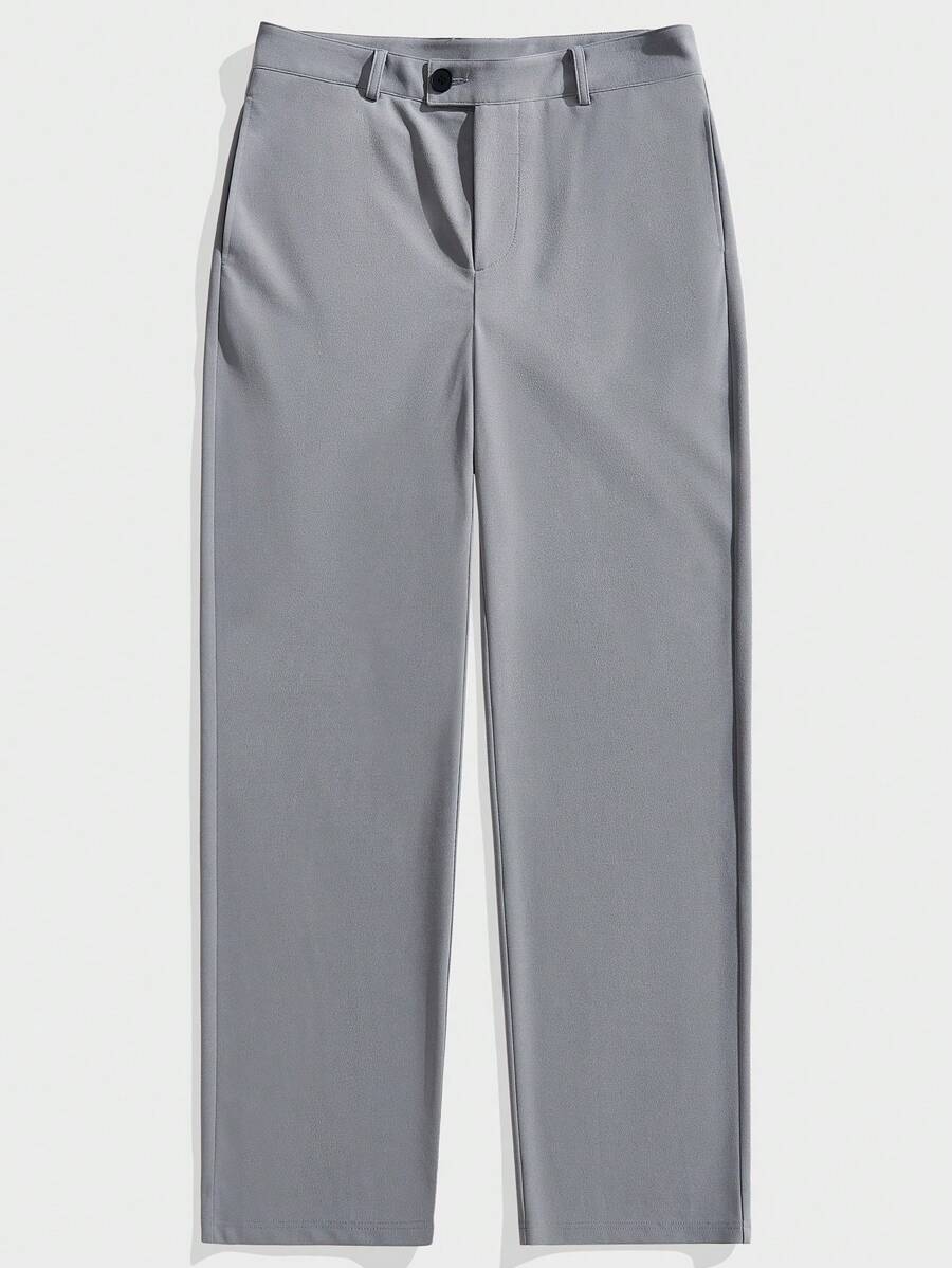 Forever 21 男士纯色直筒休闲裤 - 灰色 - 查看 1