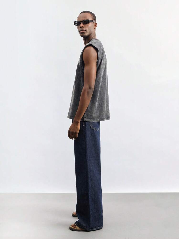 SHEIN Maija Men's Casual Washed Car Logo Print Tank Top