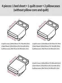 4 件套豪华多色床上用品套装，包括 1 张床单、1 个羽绒被套、2 个枕套，面料柔软舒适，适合家庭卧室和酒店