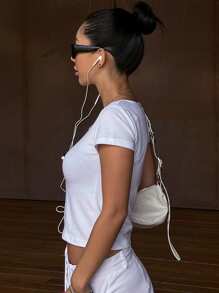 DAZY Solid Crop Tee - White - View 2