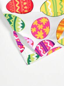 PopScrub V-Neck Easter Egg Print Short Sleeve Scrub Top