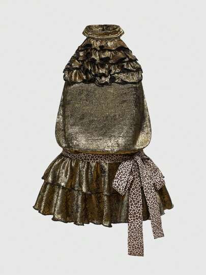 Grunge Punk Große Größen Lolita-Stil Metallic Glitzer Vintage Party Mini Kleid