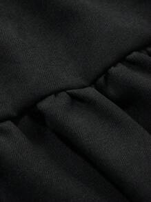 FRIFUL 女式V领荷叶边下摆长袖系腰连衣裙秋冬