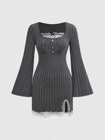 Kawaii Cute Sweetheart Flare Cuff 2 In 1 Bodycon Mini Dress For Women