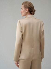 MOTF PREMIUM SINGLE BUTTON POCKET BLAZER,BUSINESS CASUAL WOMAN - Khaki - View 2