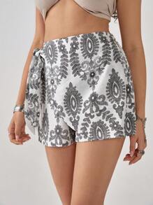 Florisole Women's Bohemian Island Resort Tie Waist Shorts, Spring/Summer - Multicolor - View 3