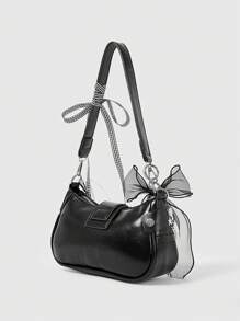 ROMWE Kawaii 哥特式可爱学院风 Y2k 风格女士单肩包 - 黑色 - 查看 3