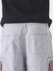 Chillumni Short cargo en denim à patchwork contrasté pour homme, style casual - Gris - Voir 8