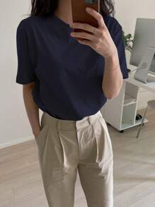 DAZY Solid Drop Shoulder Tee Summer