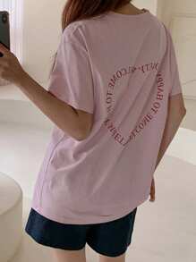 DAZY Women's Round Neck Letter Printed T-Shirt, WELCOME TO HAPPY Summer,Graphic Tees,Back To School Clothes