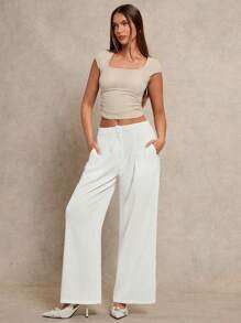 Glamine Women's Casual & Commuting Solid Color Wide Leg Pants,Summer Outfits For Women Fall Cloth For Women