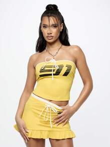 SUMWON WOMEN Áo thun đua xe thể thao không dây Performance Moto Sport mùa hè, đồ tập thể thao, dạo phố, áo crop top - Màu vàng - Xem 5