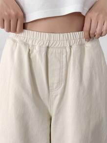 FRIFUL Pantalones vaqueros de unicolor de estilo simple para el uso diario de mujeres