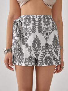 Florisole Women's Bohemian Island Resort Tie Waist Shorts, Spring/Summer - Multicolor - View 5