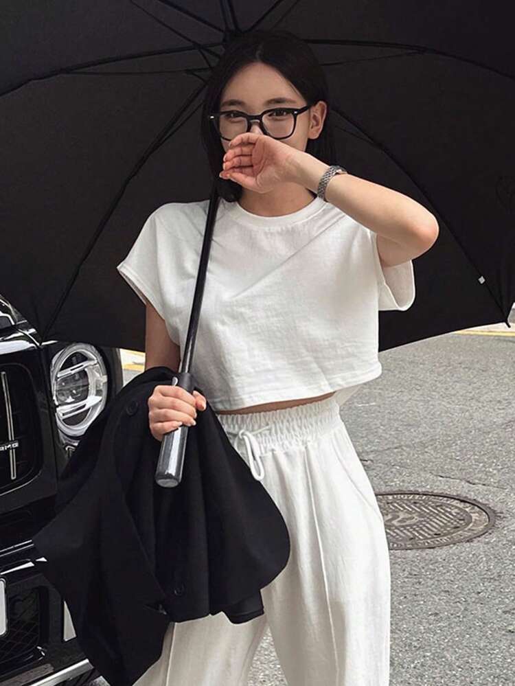 Women's Round Neck Solid Color T-Shirt