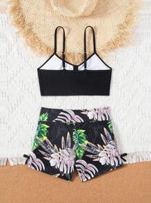 青少年女孩度假海滩比基尼泳装套装