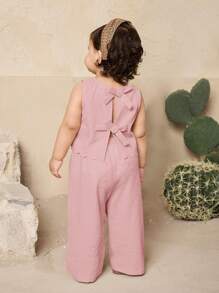 Travachic KIDS Babygirl 可爱波浪无袖上衣和裤子夏季套装 - 粉色 - 查看 3