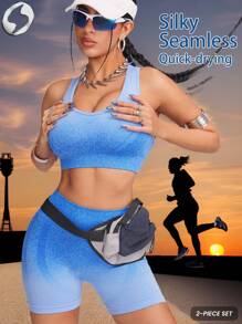 Innovista Women Activewear 2in1sets, Seamless Performance Sports Bra& Legging Shorts, 2 Pieces Workout Outfits, High Elastic Push Up & Support Gym Top & Bottom,   Breathable Mesh& Dry Fit Workout Outfits, Gradient Color Sculpting Shapewear, Edgy & Unique Tracksuit For Fitness, Tank,Vest,Cropped,Base Layer,Underwear,Pants, Cycle,Bike,Running,Cardio,Strength,Weights,Pilates,Boxing,Outdoor,Hike,Camping,Trail,Yoga,Mat,Volleyball,Climbing,Trekking,Tennis, Music Festival, Party, Electric, Blue, Y2K,Spring Summer Gear,Starter Sportswear