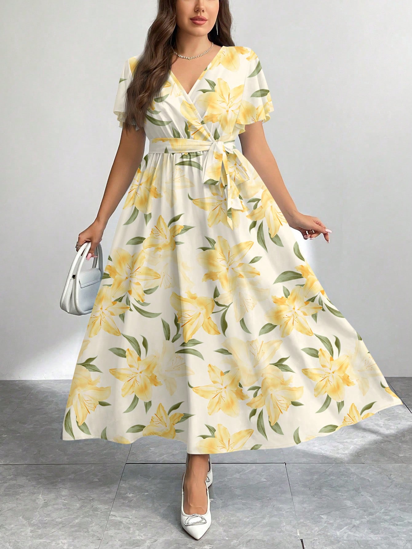 Firerie فستان فضفاض مطبوع بنمط إزهار عتيق كاجوال م...