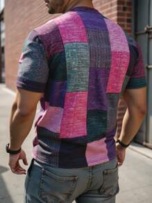 Manfinity Homme Men's Round Neck Simple Fashionable Short Sleeve T-Shirt, Suitable For Summer - Multicolor - View 2
