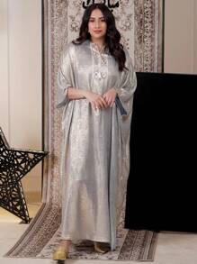 Al Najma 女士土耳其和阿拉伯传统长裙、朴素的卡夫坦 - 淺藍色 - 查看 5