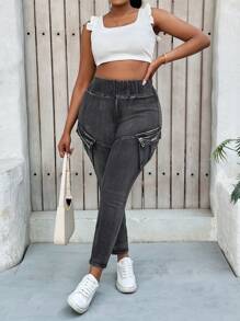 SHEIN MOD Quần jeans bó màu đen cỡ lớn cho mùa hè, phụ nữ đi nghỉ, lễ Phục sinh, mùa xuân, phong cách phương Tây, phong cách công sở cho phụ nữ, tiệc rave, tiệc mừng em bé, phong cách Cottagecore, phụ nữ nông thôn, phụ nữ phong cách quý tộc, đi chơi, lễ hội, rodeo, sân bay cho phụ nữ, Kpop, phụ nữ đi nghỉ nhiệt đới, Nashville, mùa hè châu Âu, buổi hòa nhạc, cao bồi, bãi biển tốt nghiệp cho phụ nữ, phụ nữ đi nghỉ, bãi biển, phụ nữ phong cách Boho, trang phục du ngoạn cho phụ nữ, phụ nữ phong cách quý tộc, Ibiza, phong cách Boho Chic, quần jean cạp cao - màu đen - Xem 6