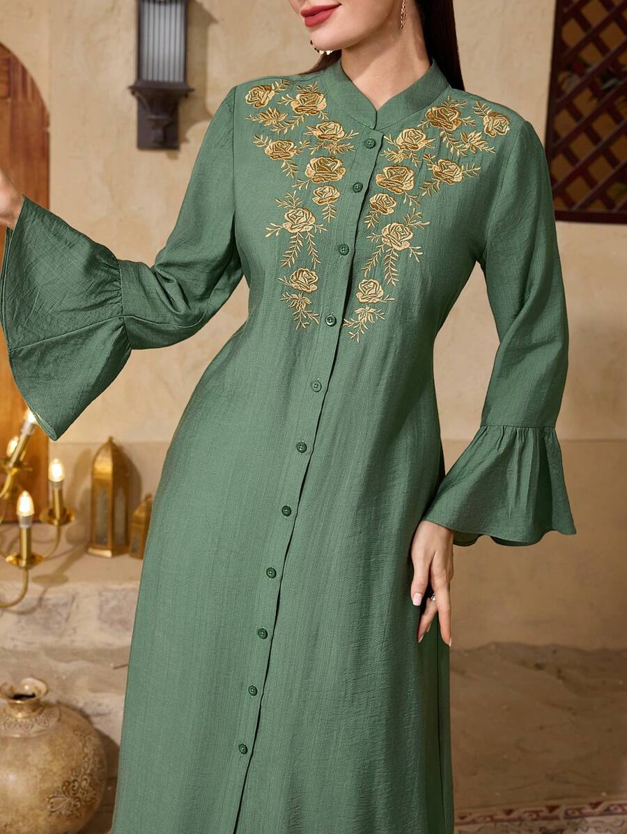 Al Najma Conservative Casual Style Blouse With Ribbon Decor For Women,Modest - Green - View 1