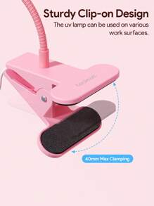 Teckwe 用于干燥凝胶指甲油的灯夹式柔性桌面迷你 USB 美甲灯便携式指甲烘干机美甲沙龙工具小型美甲灯，带夹子，可弯曲，高度灵活，USB 供电，一体式启动 - 粉色 - 查看 6