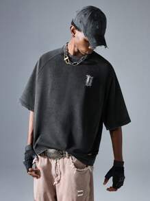 NEON BLANC Men's Street Style Numeric Print Raglan Sleeve T-Shirt