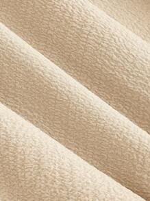 SHEIN MOD Solid Frill Trim Ruched Bust Ruffle Hem White Cap Sleeves Double Hem Skort Romper - Apricot - View 4