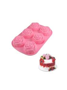 SHEIN 1 Stück rosa 6-fach Rose Blumen geformte Silikon Seifenform, hitzebeständig, DIY handgemachte Seifenherstellung Form