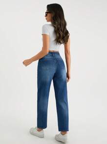 EURMUSE Quần Jeans Denim Co Giãn Lưng Cao Thường Ngày Cho Nữ - Rửa trung bình - Xem 2