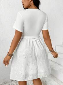 SHEIN Frenchy Plus Size Geborduurde Getailleerde A-lijn Casual Vakantie Midi-jurk
