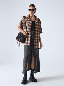 LYSMO 女士短袖衬衫，休闲时尚，适合日常穿着