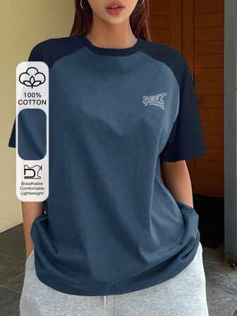 DAZY Letter Graphic Raglan Sleeve Tee