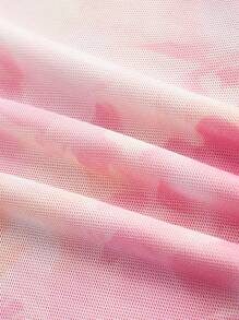 SHEIN MOD Women's Pink Sfumato Print Summer Mini Dress,Graduation Dresses For Women,Summer Dress,Easter Dress Women,Concert Outfit Women,Music Festivals - Pink - View 4