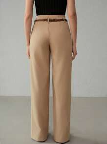 MOTF PREMIUM FOLD PLEATED STRAIGHT LEG SUIT PANTS - Khaki - View 4