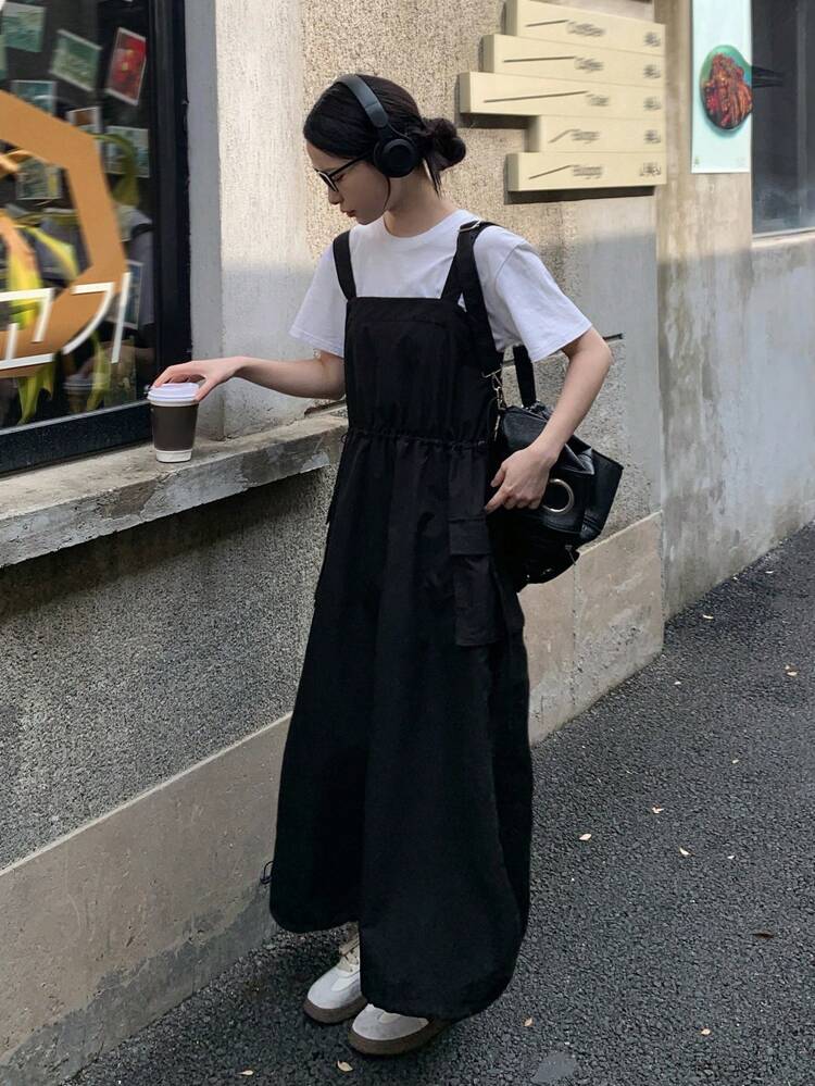 Women's Casual Solid Color Jumpsuit Dress Summer Sundress Maxi Dress