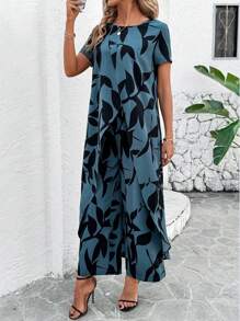 SHEIN Clasi 2 件女士度假休闲花卉印花开叉下摆上衣和裤子套装夏季女装两件套女士度假装女士套装 - 彩色 - 查看 6