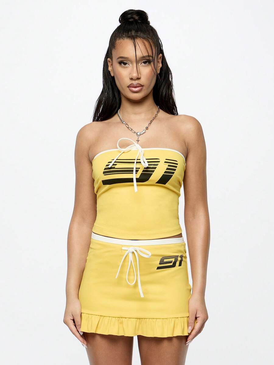 SUMWON WOMEN Áo thun đua xe thể thao không dây Performance Moto Sport mùa hè, đồ tập thể thao, dạo phố, áo crop top - Màu vàng - Xem 1