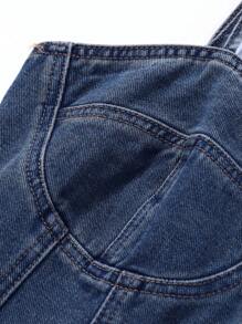 DAZY 女式休闲牛仔细肩带连衣裙，适合夏季太阳裙 - 寶藍色 - 查看 5