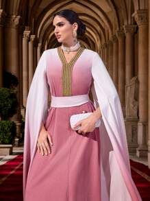 Al Najma Robe abaya à capuche élégante dégradée pour femme