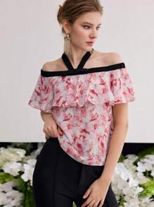 MOTF PREMIUM FLORAL PRINT RUFFLE BLOUSE - Multicolor - View 5
