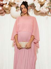 Loomaby Maternity Cloak Sleeve A-Line Dress,Gender Reveal Dress,Baby Shower Dress