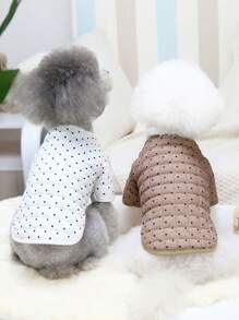 PETSIN White Cute Daily Casual Padded Warm Fuzzy Polka Dot Pet Jacket - White - View 7