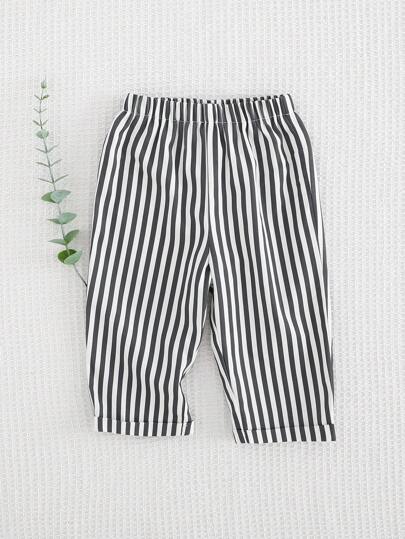 Cozy Pixies Baby Boy Colorful Stripe Elastisk midja Casual byxor, mångsidig och mysig