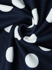 SHEIN Clasi Women Plus Size Short Sleeve Knitted Polka Dot Color Block Mini Dress Maxi Women Outfit - Multicolor - View 4