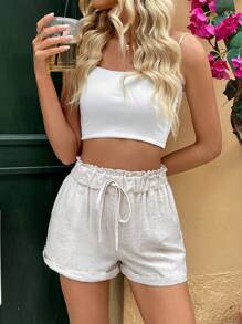 Calvaya Short d'été casual et confortable pour femmes avec taille élastique et poches véritable