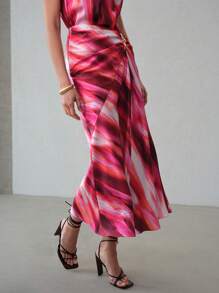 MOTF PREMIUM BIAS CUT RUCHED SKIRT - Multicolor - View 5