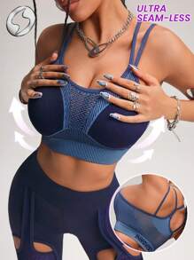 Innovista Sutien sport fără cusături pentru femei, îmbrăcăminte sport, fără cusături, cu elastic ridicat și susținere, top de sală. Plasă respirabilă și croială uscată, cu imprimeu dinamic. Ținute de antrenament îndrăznețe și unice, maieu, trening pentru fitness, ciclism, alergare, cardio, forță, greutăți, pilates, box, activități în aer liber, drumeții, camping, traseu, yoga, saltea, volei, alpinism, festivaluri de muzică, petreceri, sport electric, strat de bază, albastru, Y2K, echipament de toamnă, ținute de toamnă pentru femei, albastru deschis cool